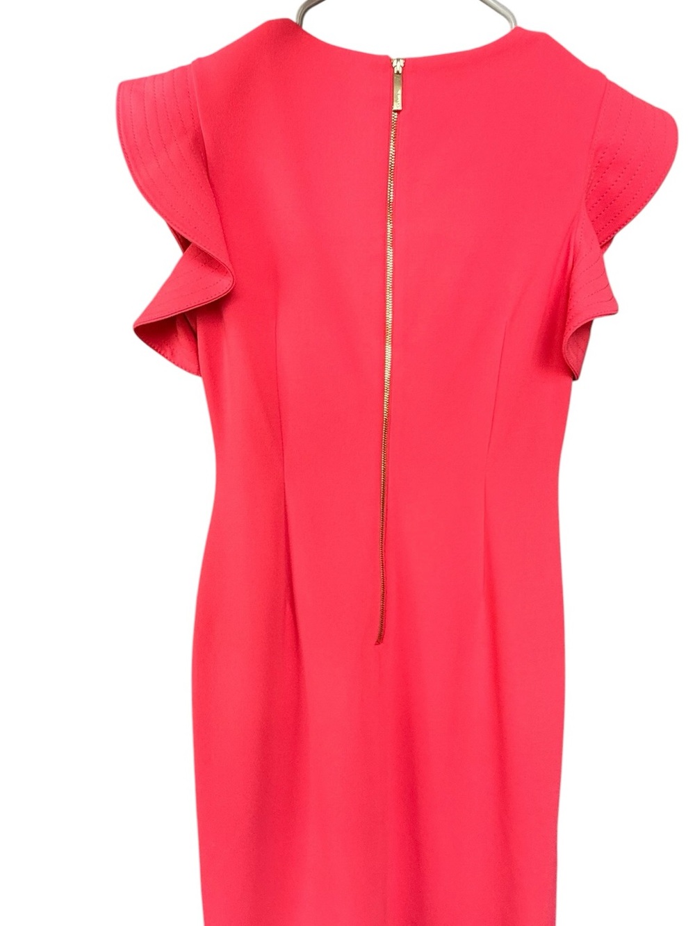 Calvin Klein Coral Ruffle-Sleeve Midi Dress - Picture 3 of 5